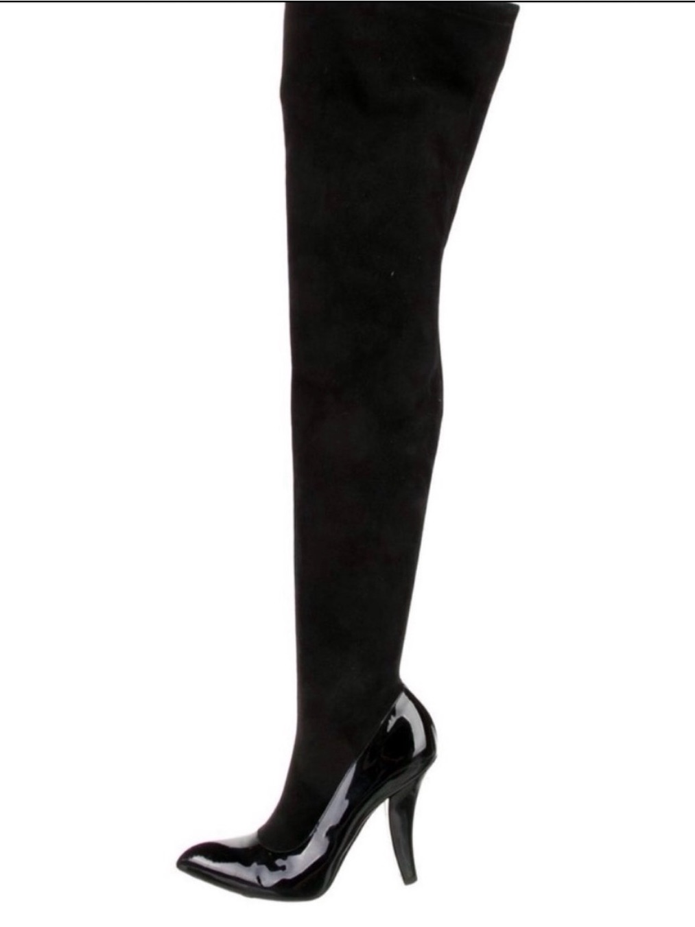 Louis Vuitton Black Patent & Suede Over-The-Knee Stiletto Boots